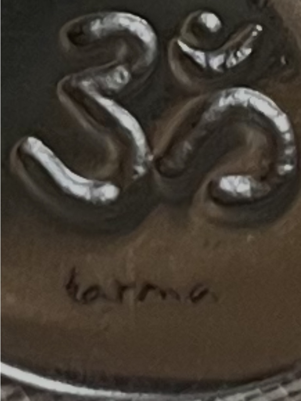Karma Silver OM Disc Pendant Necklace - symbol is on both sides. - Picture 2 of 5